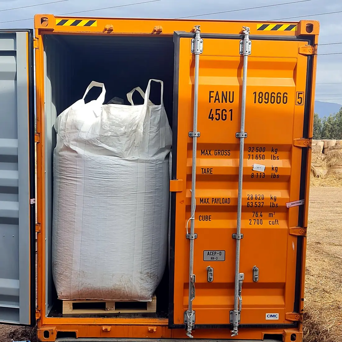 Contenedor 40' High Cube con big bags