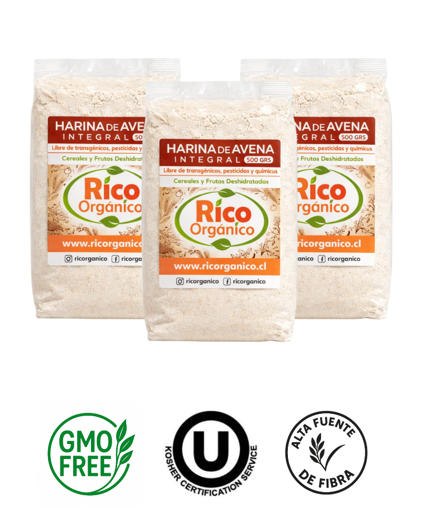 Harina de Avena Integral 500 g Pack 3