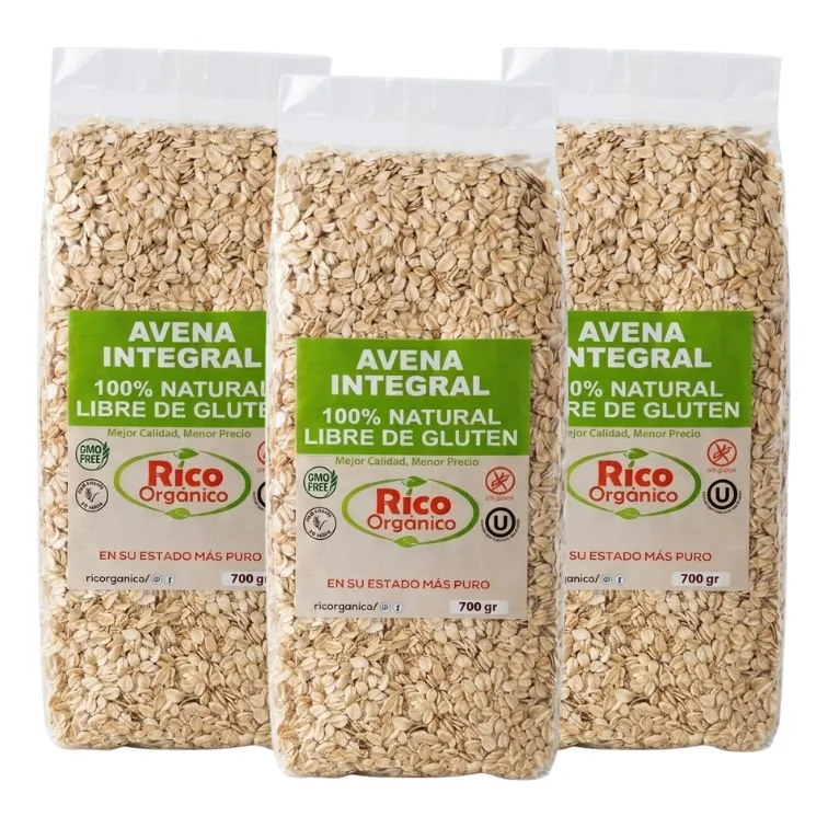 Pack de 3 bolsas de avena integral libre de gluten RicOrgánico de 700 g
