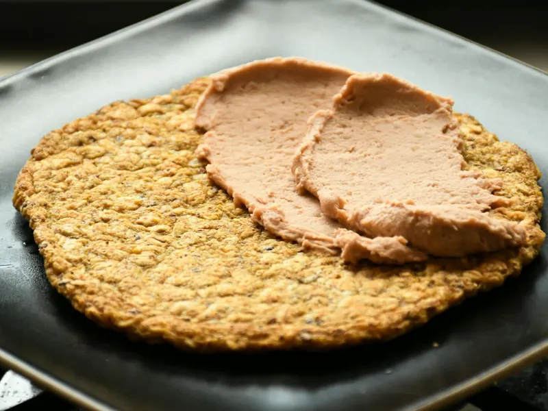 Churrasca al sartén sin gluten con paté vegano, preparada por Eileen